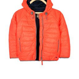 Cherry Crumble Unisex Orange Solid Puffer Jacket-image-45