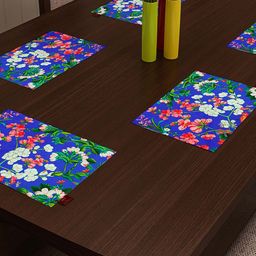 SEJ by Nisha Gupta Blue Set of 6 Floral Print Table Mats-11