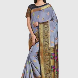 Mimosa Grey Woven Sarees With Blouse-picture-20