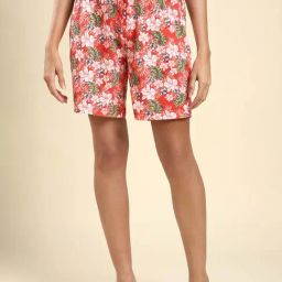 Van Heusen Coral & White Floral Print Shorts-picture-46