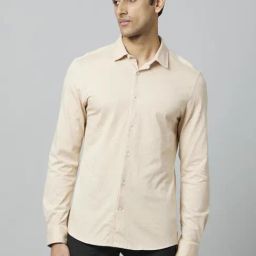 Celio* Beige Cotton Regular Fit Shirt-image-85