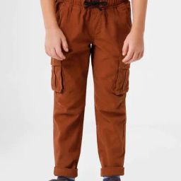 Kate & Oscar Kids Brown Cotton Regular Fit Cargo Trousers-image-19