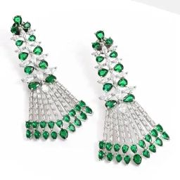 Sohi Trendy Designer CZ Green Earrings-20