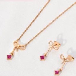 Zavya 925 Silver Infinity CZ Rose Gold Plated Necklace with Earrrings For Women-image-31