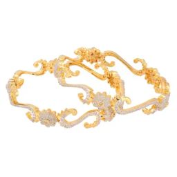 Saraf RS Jewellery Set of 2 Dual Toned Gold Plated White AD Studded Handcrafted Designer Bangles-image-90