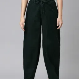 Zheia Green Cotton Loose Fit Casual Trousers-picture-26