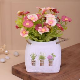TAYHAA Pink Daisy Artificial Plant With Pot-54