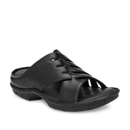 Hitz Men's Black Cross Strap Sandals-image-121