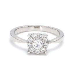 925 Silver 0.50 Carat Solitaire American Diamond Halo Engagment Ring for Women & Girls-image-1