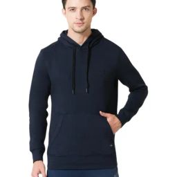 Van Heusen Sport Regular Fit Media Pocket All Weather Solid Hoodie - Navy-11