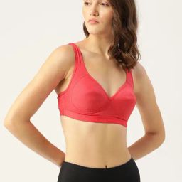 Lady Lyka Red Non Wired Padded Sports Bra-image-45