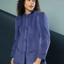 Campus Sutra Blue Regular Fit Jacket-image-75