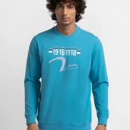 Spykar Blue Cotton Slim Fit Printed Sweatshirt-image-71