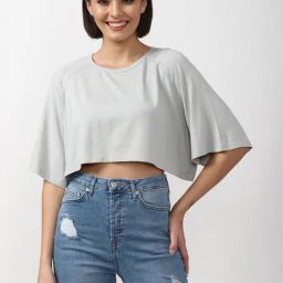 Forever 21 Grey Regular Fit Crop Top-image-71