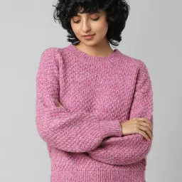 Only Pink Textured Knit Pullover-image-33