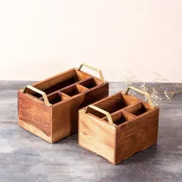 Nestroots Brown Wood Cutlery Holder - Set of 2-42