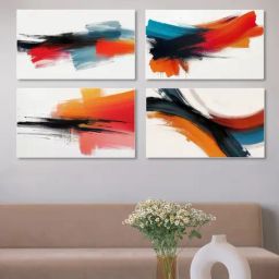 Nestroots Exquisite Four-Painting White Frame Abstract Canvas Wall Painting-image-91