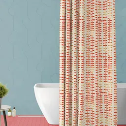 ArtzFolio Beige & Red Abstract Printed Waterproof Shower Curtain-6