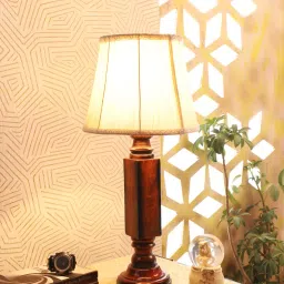 Tucasa NTU-184 B-22 Table Lamp with Wood Base (Beige) image 5