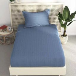 Bianca Hilton Jean Blue 100% Cotton 210 TC Single Bedsheet with 1 Pillow Cover-image-71