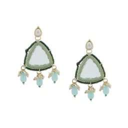 Zaveri Pearls Green Stones & Beads Traditional Drop Earring-ZPFK15368 image 5