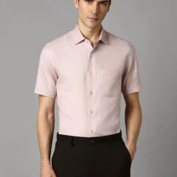 Louis Philippe Peach Cotton Regular Fit Self Pattern Shirt-image-64