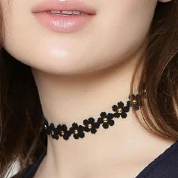 OOMPH Black Floral Bloom Fashion Choker Necklace for Women-image-11