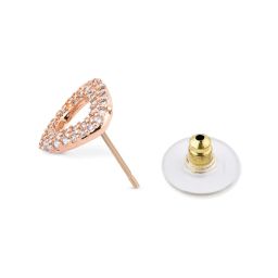 Zaveri Pearls Set of 2 Rose Gold Contemporary Cubic Zirconia Brass Stud & Drop Earrings-ZPFK11131 image 5