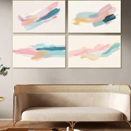 Nestroots Four-Piece Gold Frame Abstract Canvas Wall Painting-30