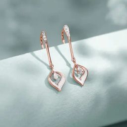 Malabar Gold and Diamonds BIS Hallmark 18k Rose Gold Diamond Drop Earrings-image-47