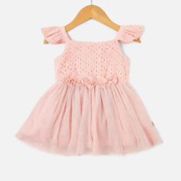 Allen Solly Junior Kids Peach Cotton Embroidered Infant Dress-image-96