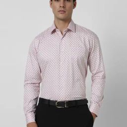 Van Heusen Pink Cotton Slim Fit Printed Shirt-picture-2