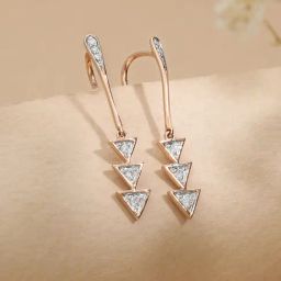 Malabar Gold and Diamonds BIS Hallmark 18k Rose Gold Diamond Drop Earrings-image-49