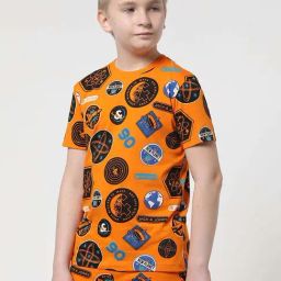 Jack & Jones Junior Orange Cotton Printed T-Shirt-image-20