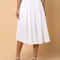 SHOWOFF White Cotton A-Line Skirt-image-94