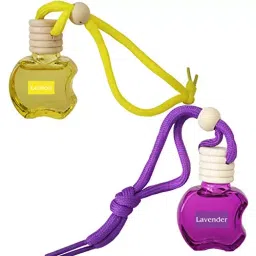 Airance 9 ml Each Lemon & Lavender Fragrance Apple Shape Hanging Aroma Diffuser Car Air Freshener (Pack of 2)-81