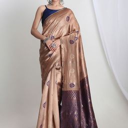 Janasya Ethnic Motifs Zari Silk Blend Banarasi Saree-picture-18