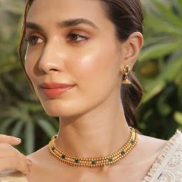 Rubans Gold-Tone Plated Green Set for Women-picture-15