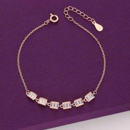 Kai Jewel Sterling Silver String of Baguette Rose Gold Bracelet for Women-image-35