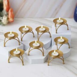 eCraftIndia Gold Iron Handcrafted Tea Light Candle Holder Stand - Set of 8-image-22