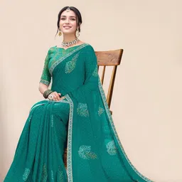Anouk Rustic Ethnic Motifs Poly Georgette Saree image 3
