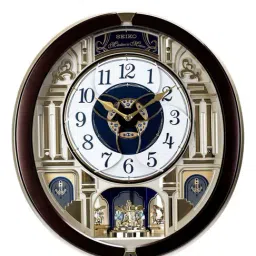 Seiko Brown Decorative Oval Melodies In Motion Large Analog Wall Clock-picture-36