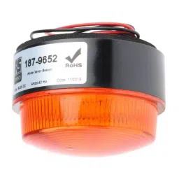 RS PRO Amber Flashing Beacon 18-30 V DC Stud Mount Surface Mount Xenon Bulb, 1879652-37