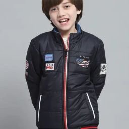 Monte Carlo Boys Printed Navy Blue Mock Neck Full Sleeve Jacket-image-38