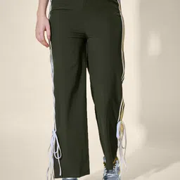 QIOA Women Side Striped Relaxed Fit Track Pants-image-29
