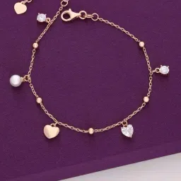 Kai Jewel Sterling Silver Sparkling Sonata Multi Charm Rose Gold Bracelet for Women-image-0