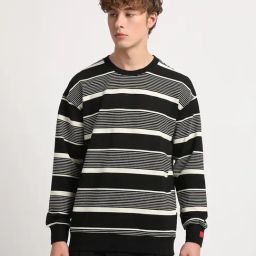 The Bear House Black Relaxed Fit Striped T-Shirt-image-22