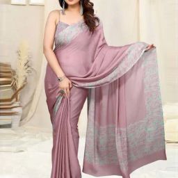 MIRCHI FASHION Dusty Pink Printed Saree With Unstitched Blouse-picture-22