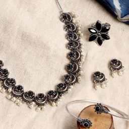Teejh Pitara Collection Amba Black Oxidized Jewellery Set-image-47