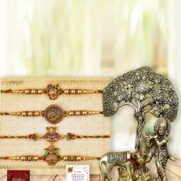 eCraftIndia Assorted Multicolor Rakhi with Krishna Idol-image-28